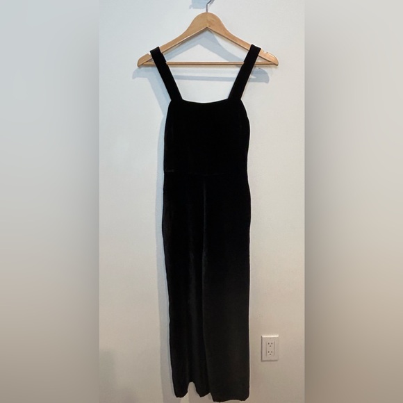 MADEWELL Crushed Velvet Black Jumpsuit, Size 00 - Picture 4 of 13